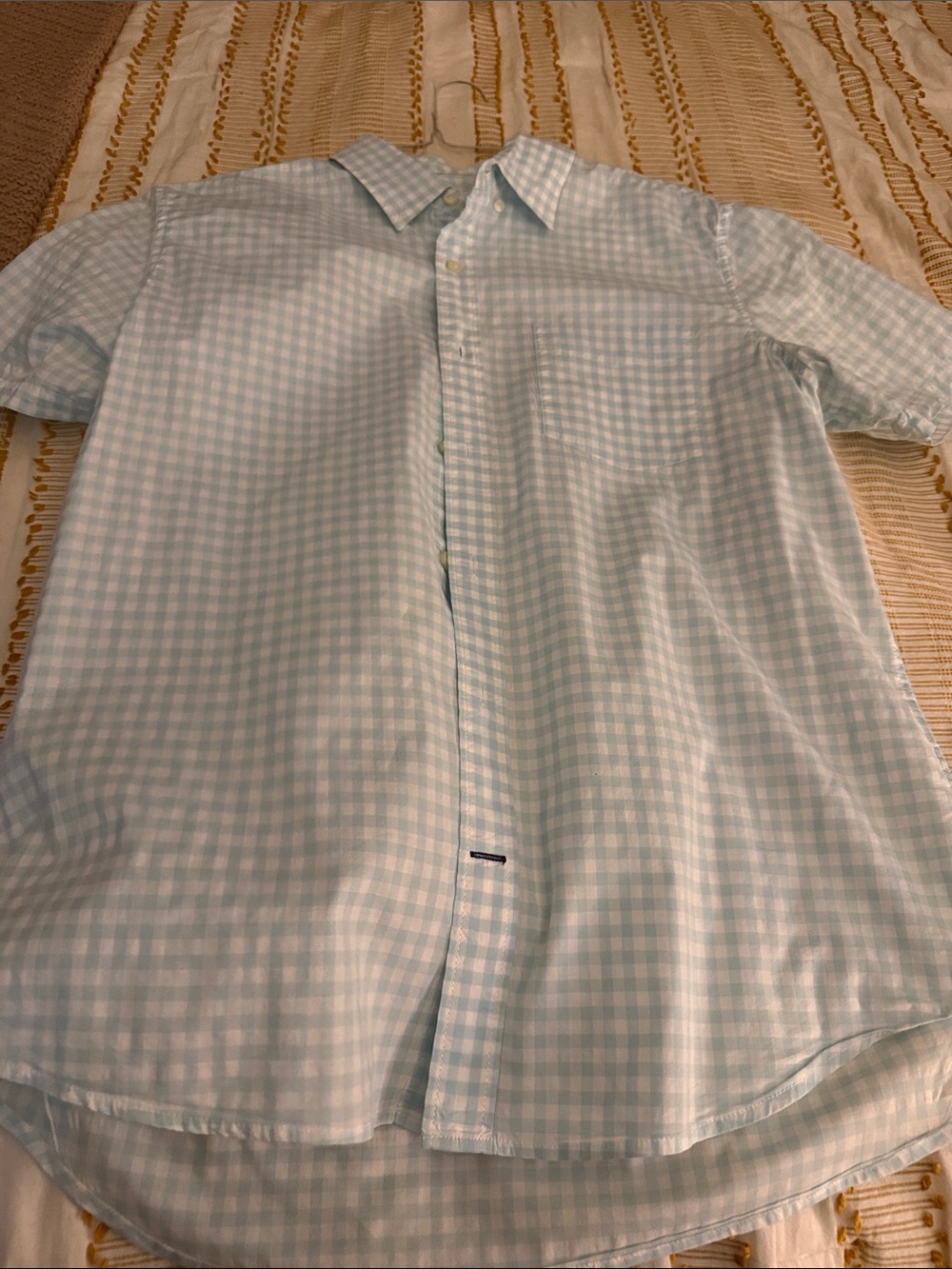 GAP Light Blue Gingham Short Sleeve Button-Down Shirt